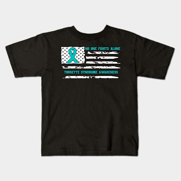 No One Fights Alone Tourette Syndrome Awareness Kids T-Shirt by Geek-Down-Apparel